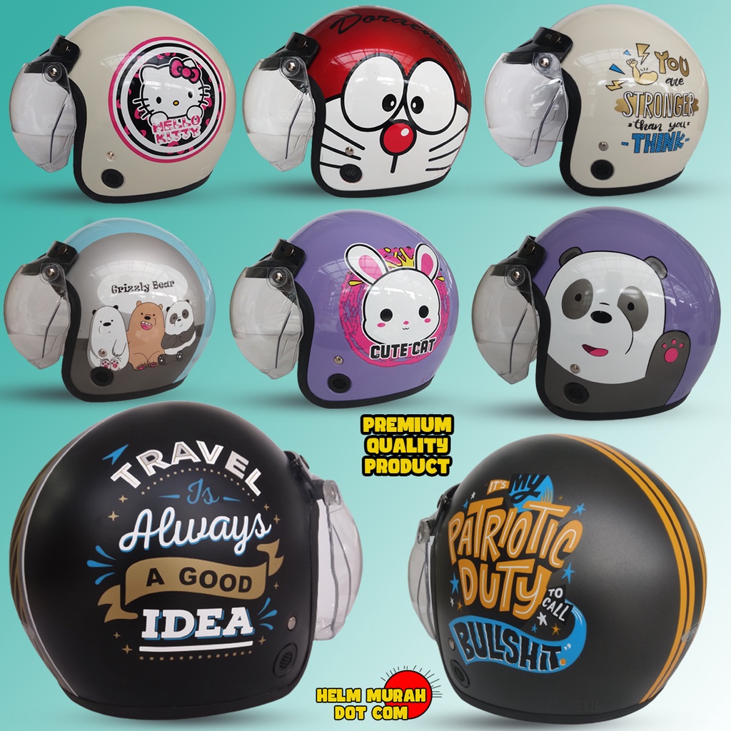 Helm Bogo Dewasa Motif Wanita SNI Kaca Datar/ Kaca Cembung COD