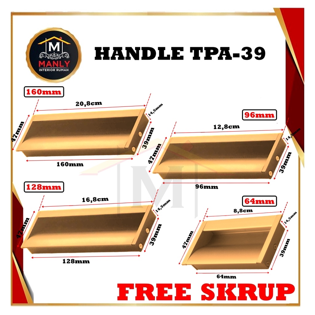 HANDLE TANAM HUBEN / TARIKAN TANAM HUBEN TPA 39 HITAM DAN GOLD