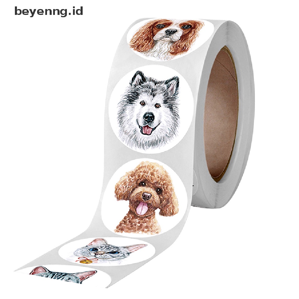 Beyen 500pcs/Roll Stiker Hadiah Guru Stiker Kucing Anjing Untuk Alat Tulis Stiker ID