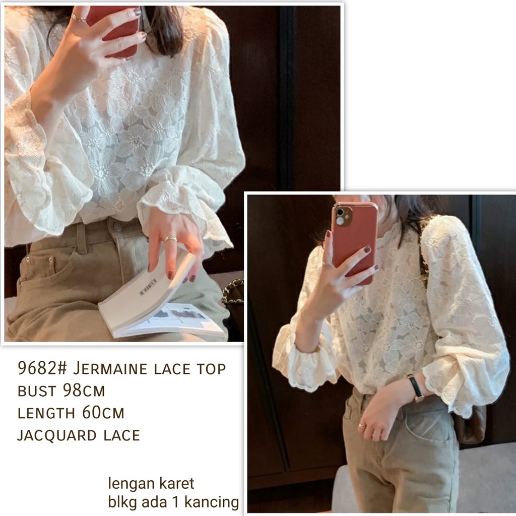 GROSIR FASHION 9682# Jermaine lace top FASHION WANITA three m threem 3m 3ms TM