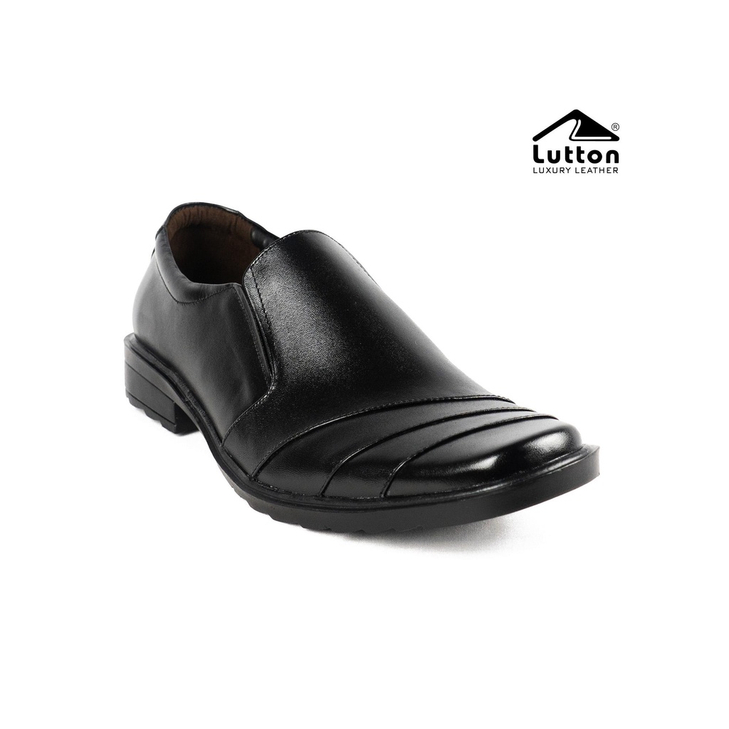 Sepatu Pantofel Pria Kulit Sapi Asli 100% -  Sepatu Pantofel Hitam Pria Formal Kantor- Ready Size Jumbo 44 45 - pantofel 2016 finis