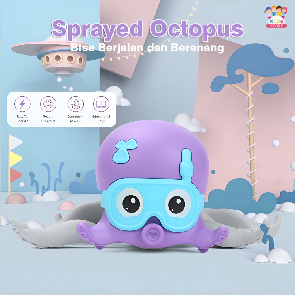 Sprayed Octopus | Gurita Cumi Berjalan Berenang | Mainan Anak Laki Laki 2-3-4-5-6 Tahun | Kado Ulang Tahun Anak Perempuan | Mainan Terbaru 2021