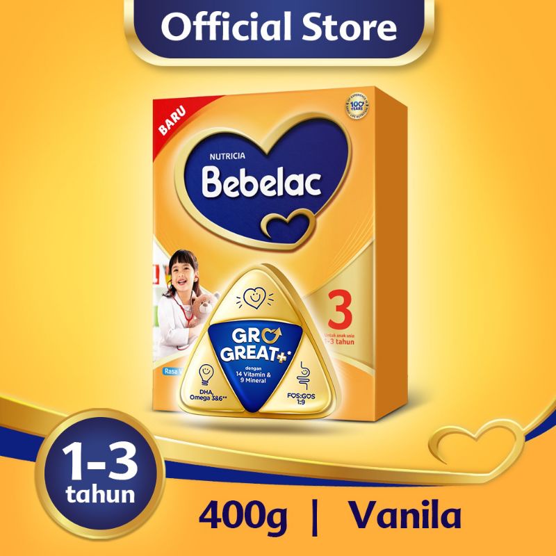 Bebelac 3 400 gram Vanilla Susu Bubuk Formula Pertumbuhan Anak