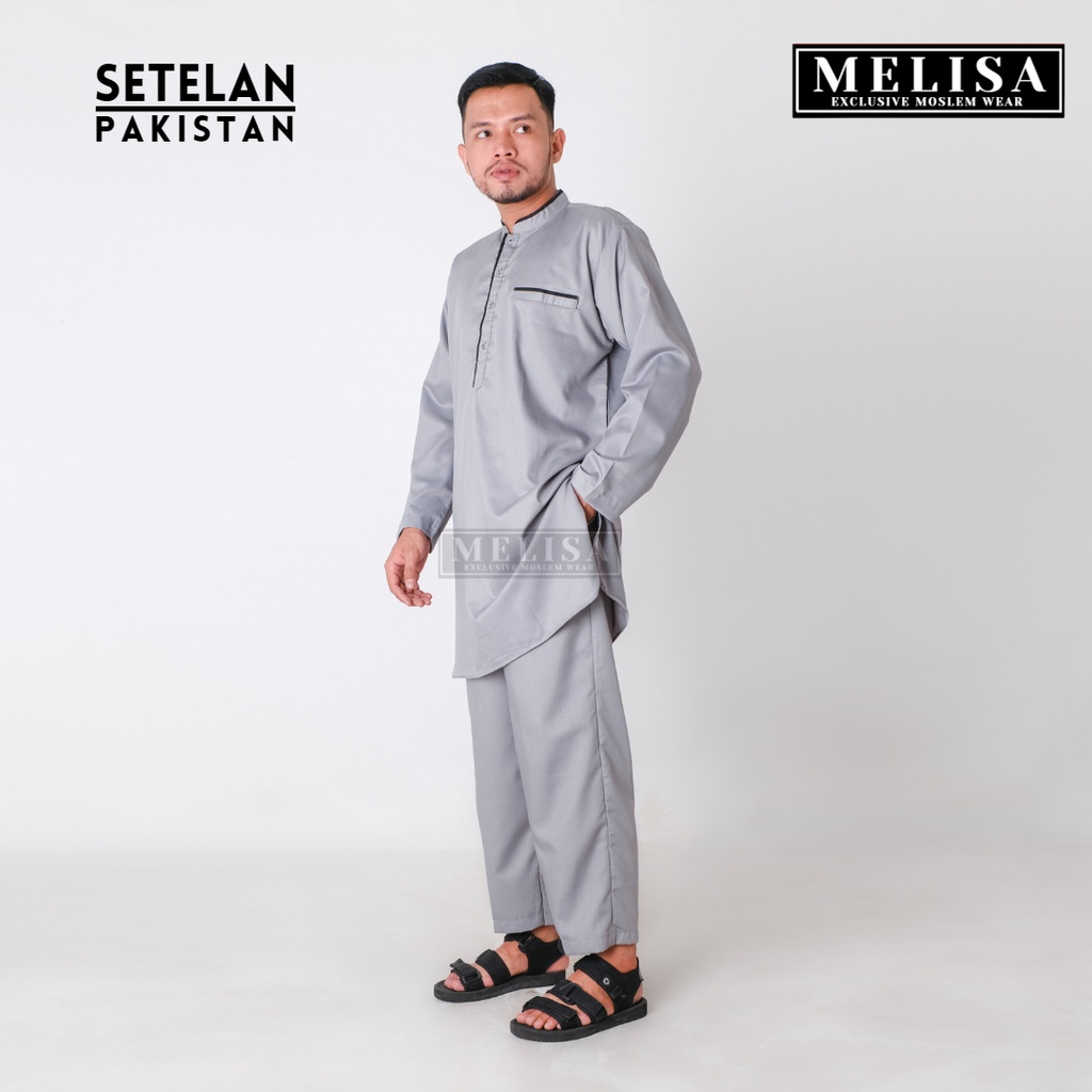 Baju Koko Pria Setelan Kurta Pakistan Dewasa Lengan Panjang Bahan Katun Toyobo Warna Abu Putih Navy Dan Hitam Model Terbaru Setelan Kurta Pakistan Koko Muslim Laki Laki