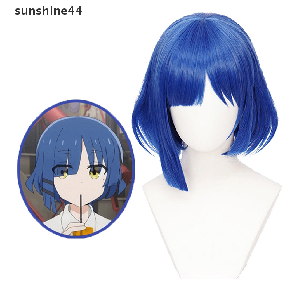 Sunshine Anime Bocchi The Rock Cosplay Gotou Hitori Cosplay Wig Batu Biru Panjang 30cm.