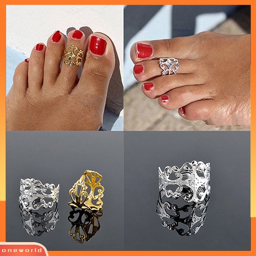 {oneworld} Fashion Wanita Berongga Adjustable Perhiasan Pantai Cincin Ujung Terbuka Untuk Hadiah Pesta