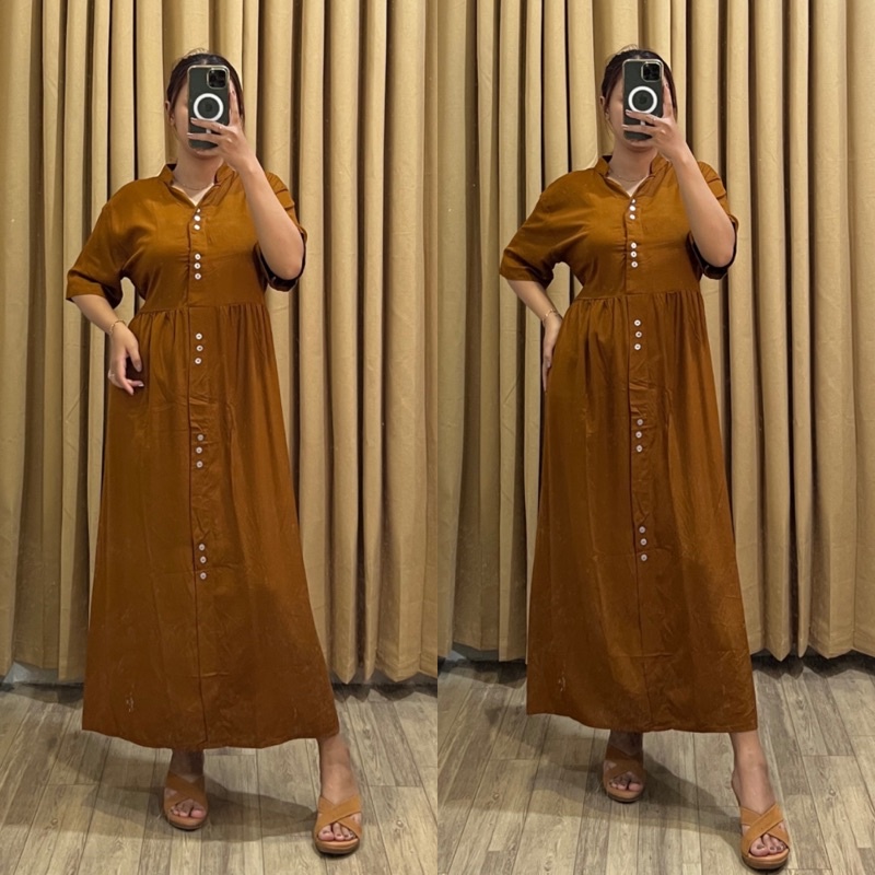 DASTER KRAH SHANGHAI PANJANG / HOMEDRESS WANITA KERAH SHANGHAI LD 120CM / DRESS POLOS RAYON KANCING 