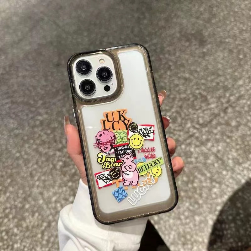 IPHONE Casing Ponsel Lembut Lucu Kompatibel Untuk Iphone14 11 13 12 Pro XS Max X XR 7 8 6S Plus Silcone Casing Shockproof Transparan TPU Cover