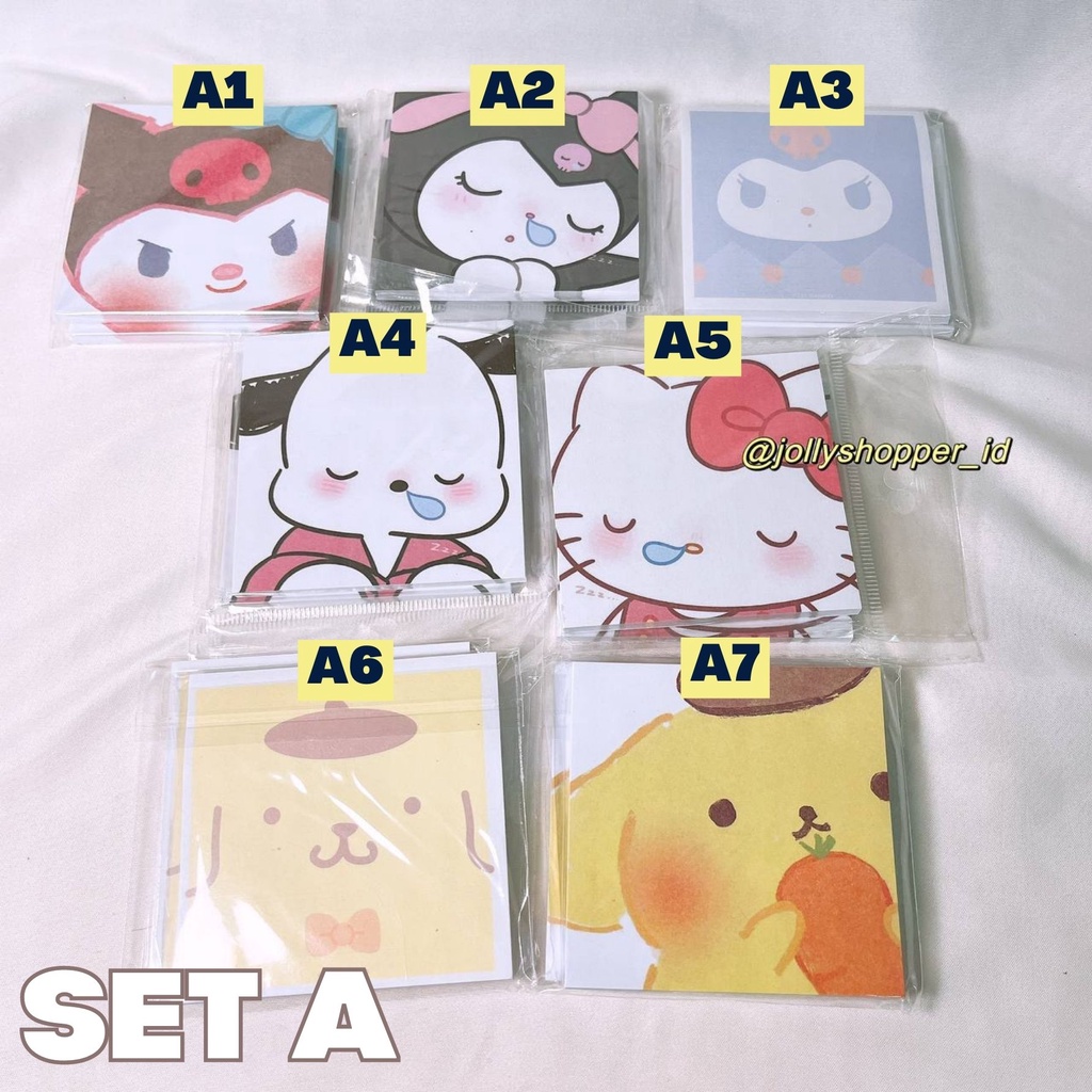 

[READY STOCK] Post it Memo Sticky Notes Catatan Tempel Motif Sanrio Disney / Hello Kitty Kuromi Pochacco Pompompurin Melody Toystory Lotso Cinnamoroll / Alat Tulis Sekolah Kantor Murah Impor