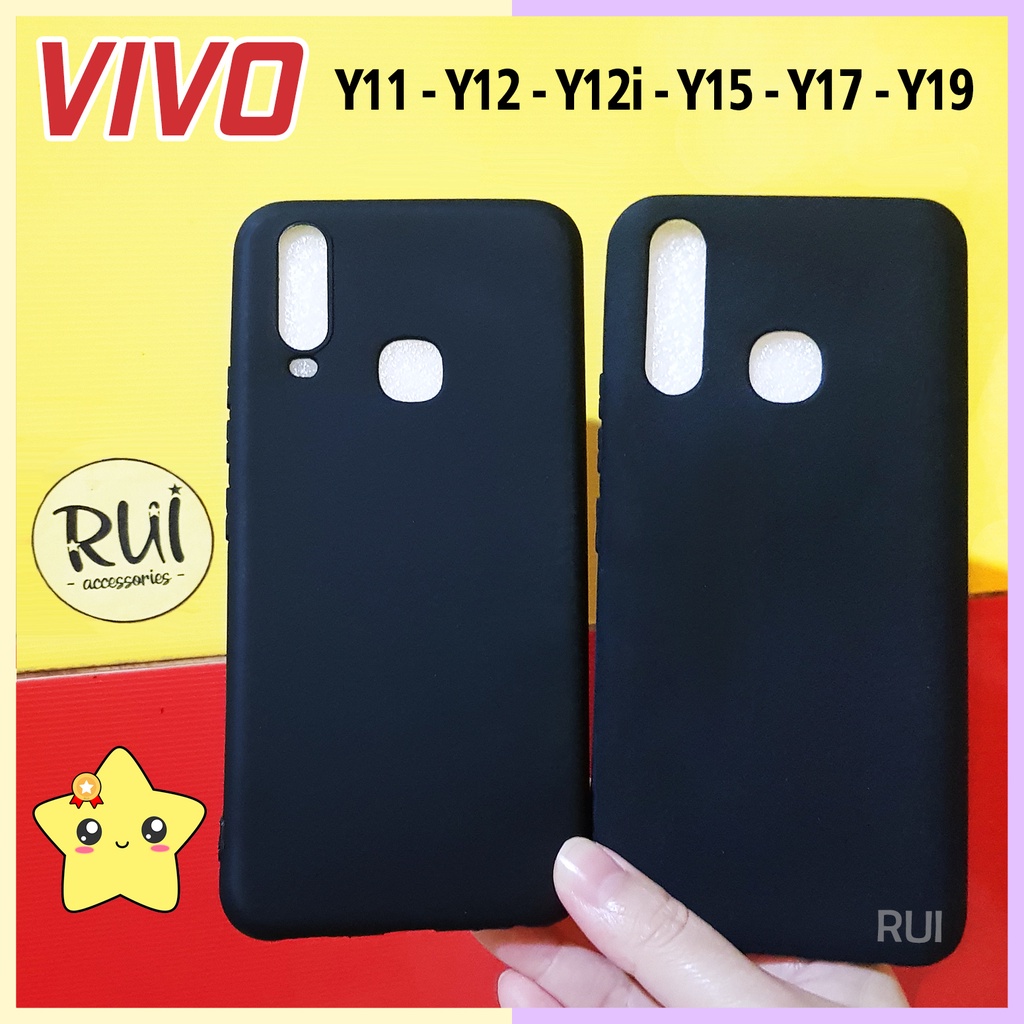 Case Hitam Vivo Y12 Y15 Y17 Y19 Y11 Y12i Black Matte Softcase Polos Slim Silikon Lentur Pelindung