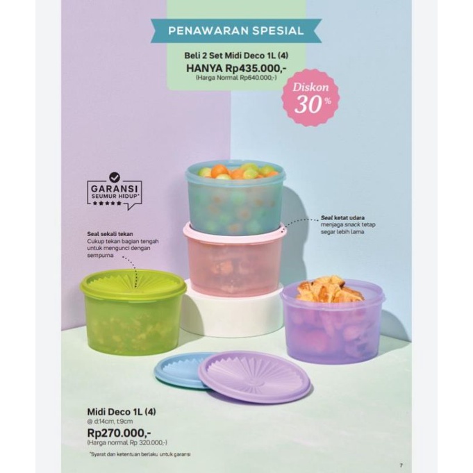 Midi deco 1 liter set tupperware||toples tupperware||promo tupperware