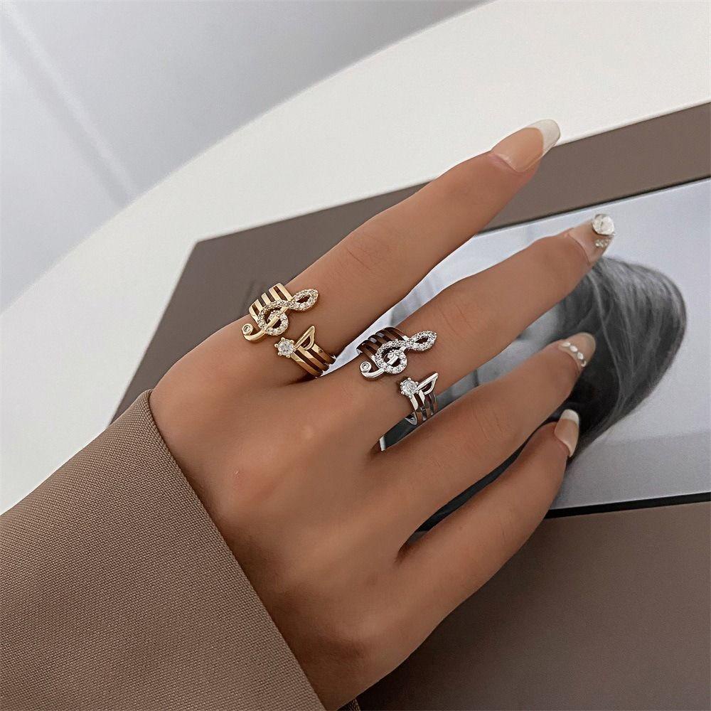 Mxbeauty Cincin Catatan Musik Keren Dapat Disesuaikan Gadis Hadiah Perhiasan Aksesoris Manis Sederhana Jari Gesper