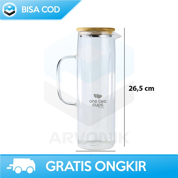 TEKO PITCHER TEH KOPI JUS GLASS 1380ML ONETWOCUPS TAHAN PANAS DINGIN