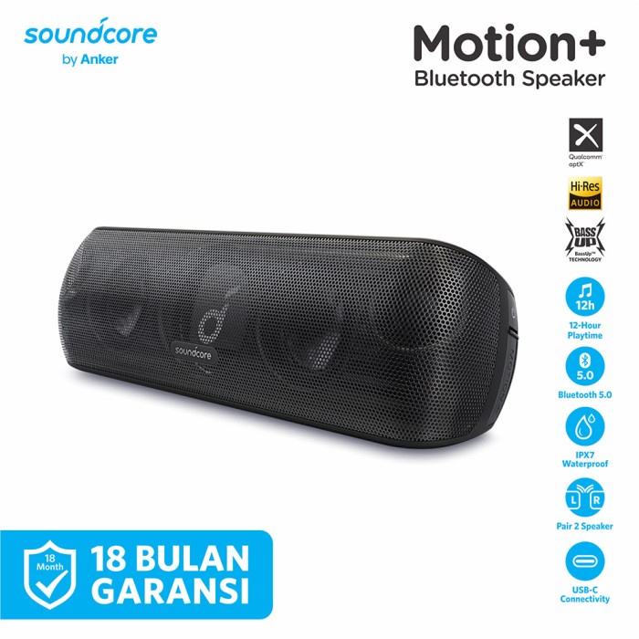 Anker Soundcore Motion+ Plus Hi Res Portable Bluetooth Speaker A3116