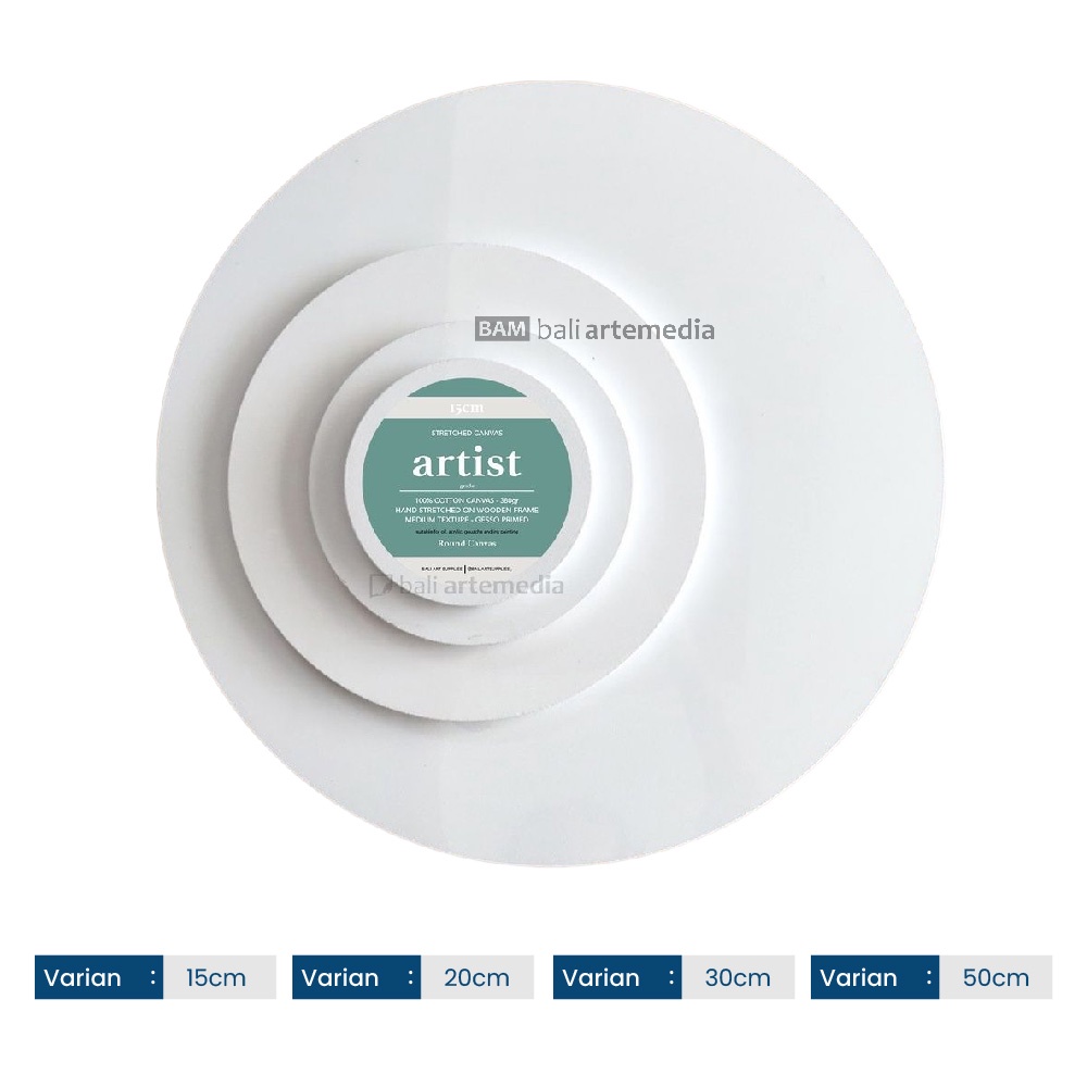 Stretched Canvas Round Bali Artemedia - Artist Grade - Diameter 15 / 20 / 30 / 50