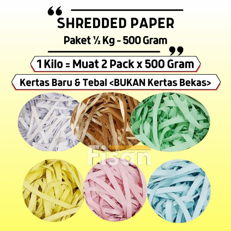 

500 Gram - Kertas Potongan Shredded Paper Putih Paper Kraft Paper Kertas Coklat / Kertas Cacah Serut