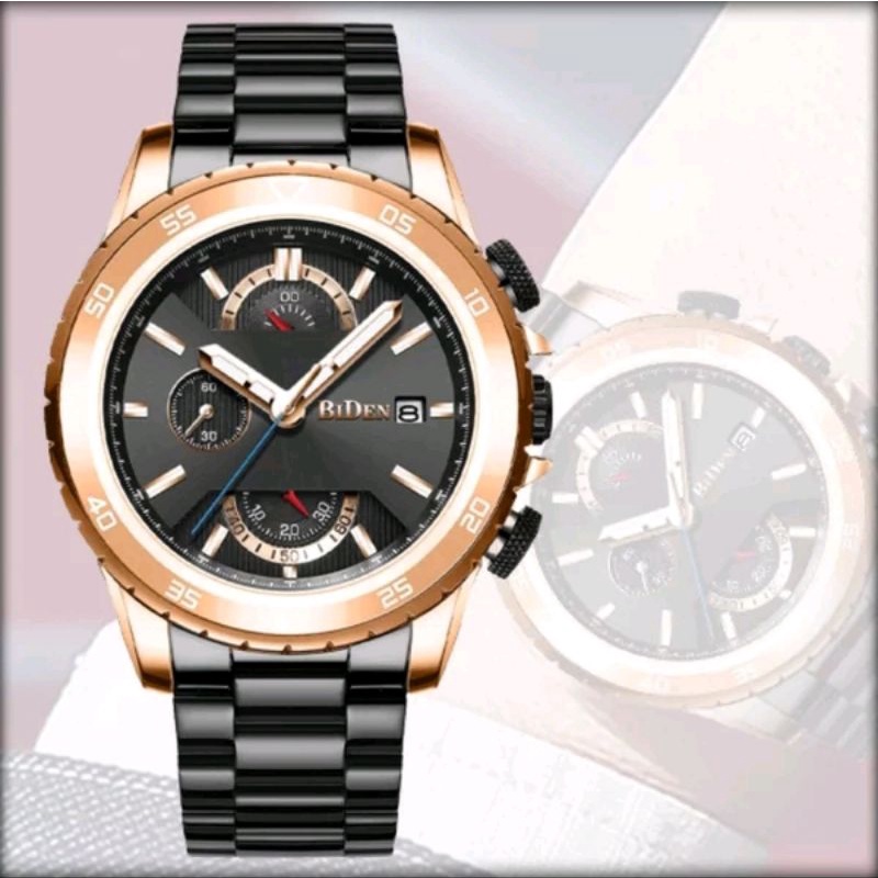 BIDEN WATCH B.0150 CASUAL ANALOG CHRONOGRAPH STAINLESS STEEL ORIGINAL JAM TANGAN PRIA