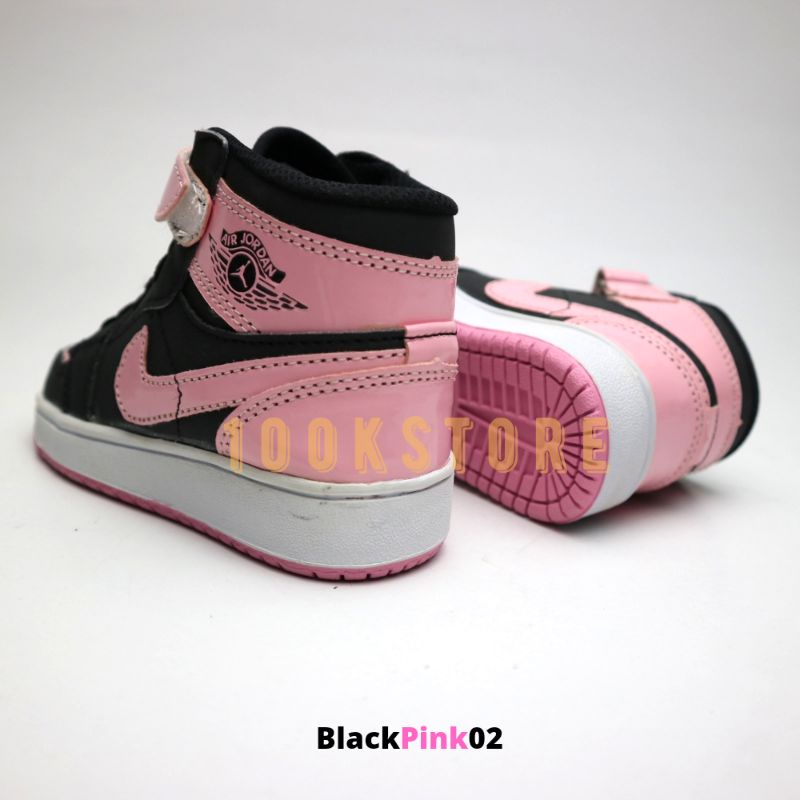 sepatu anak perempuan black pink jdn (New Produk) sneakers anak cewek jordan