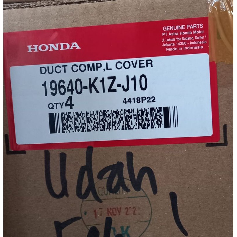 Cover bak cvt pcx 160 pcx160 tipe K1Z original hgp 19640KIZJ10