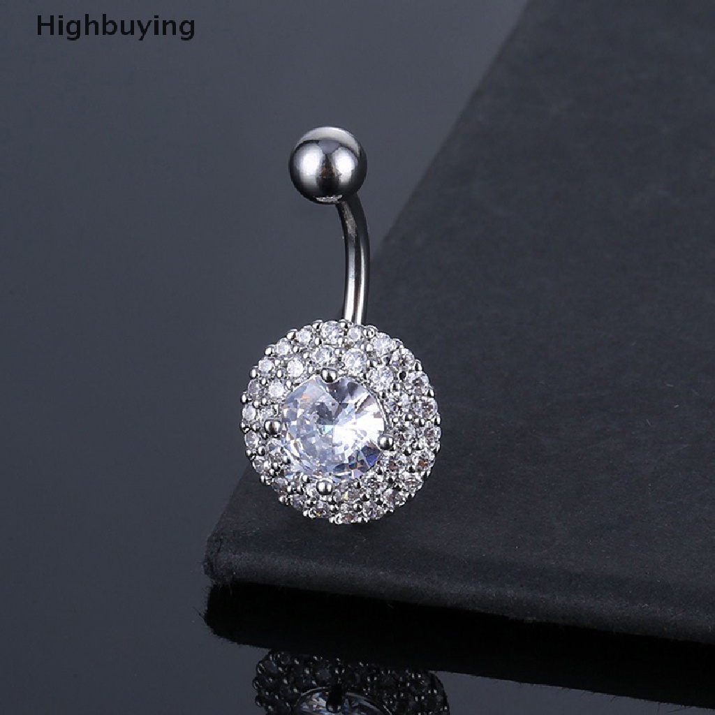 Hbid Dainsty Menjuntai Belly Button Rings Stainless Steel Pusar Zirkon Bunga Pusar Navel Ring Perhiasan Tubuh Seksi Glory