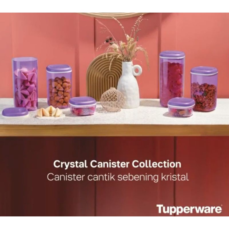 Tupperware toples crystal canister ungu set (6)
