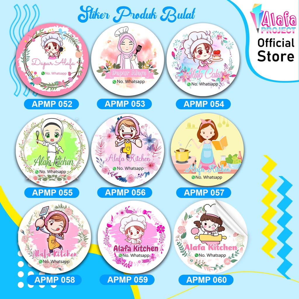 

Alafaproject 052-060 Stiker Kemasan Produk Kue Kering | Stiker Merk | Stiker Branding