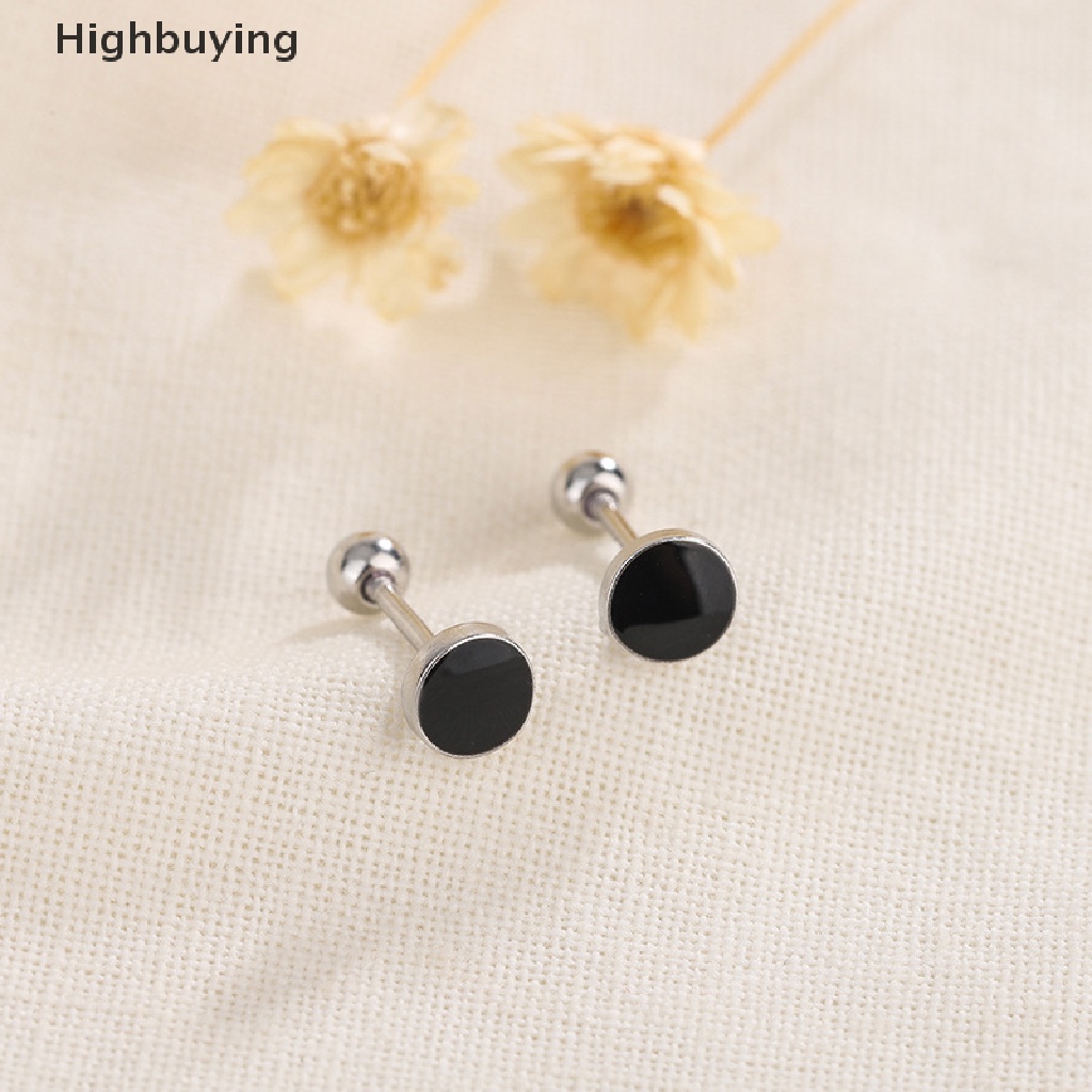 Hbid 1pasang925 Sterling Silver Lucu Hitam Cinta Hati Anting Sekrup Telinga Tulang Kuku Fashion Sederhana Wanita Pesta Pernikahan Perhiasan Halus Glory