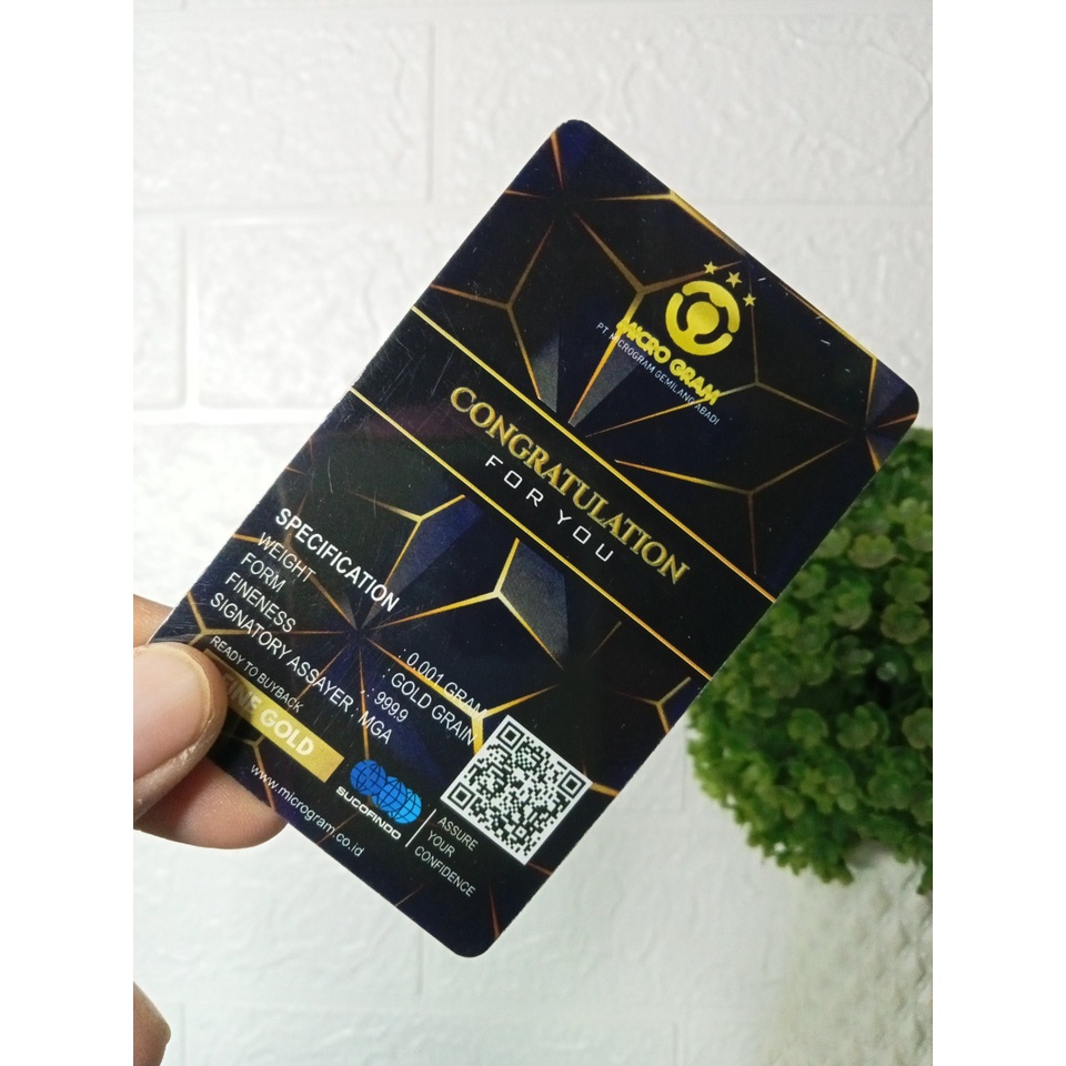 MICROGRAM Gift Series 0.001 Gram CONGRATULATIONS Kemasan PVC TERMURAH TERLARIS Emas Mini Emas Batangan Logam Mulia Murni 24 Karat Bersertifikat Resmi Asli Original Tabungan Emas Souvenir Keren Mewah