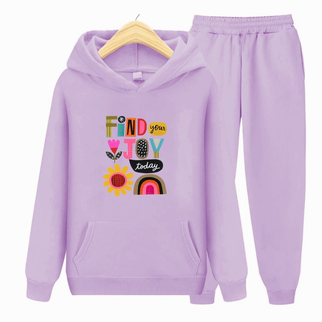 Setelan Sweater anak FIND YOUR JOY TODAY  /Baju Sweater Hoodie Anak