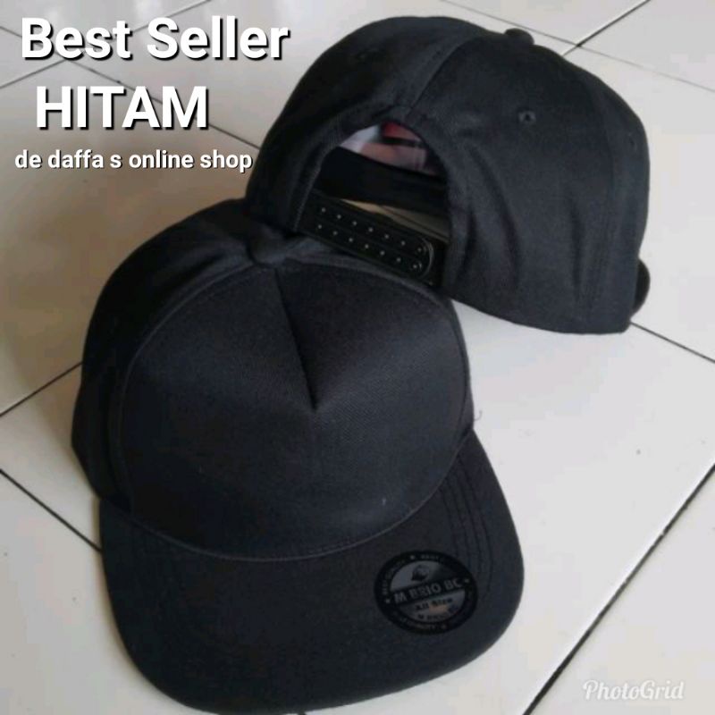 TOPI SNAPBACK HIP HOP DEWASA POLOS PREMIUM UNISEX  Full HITAM