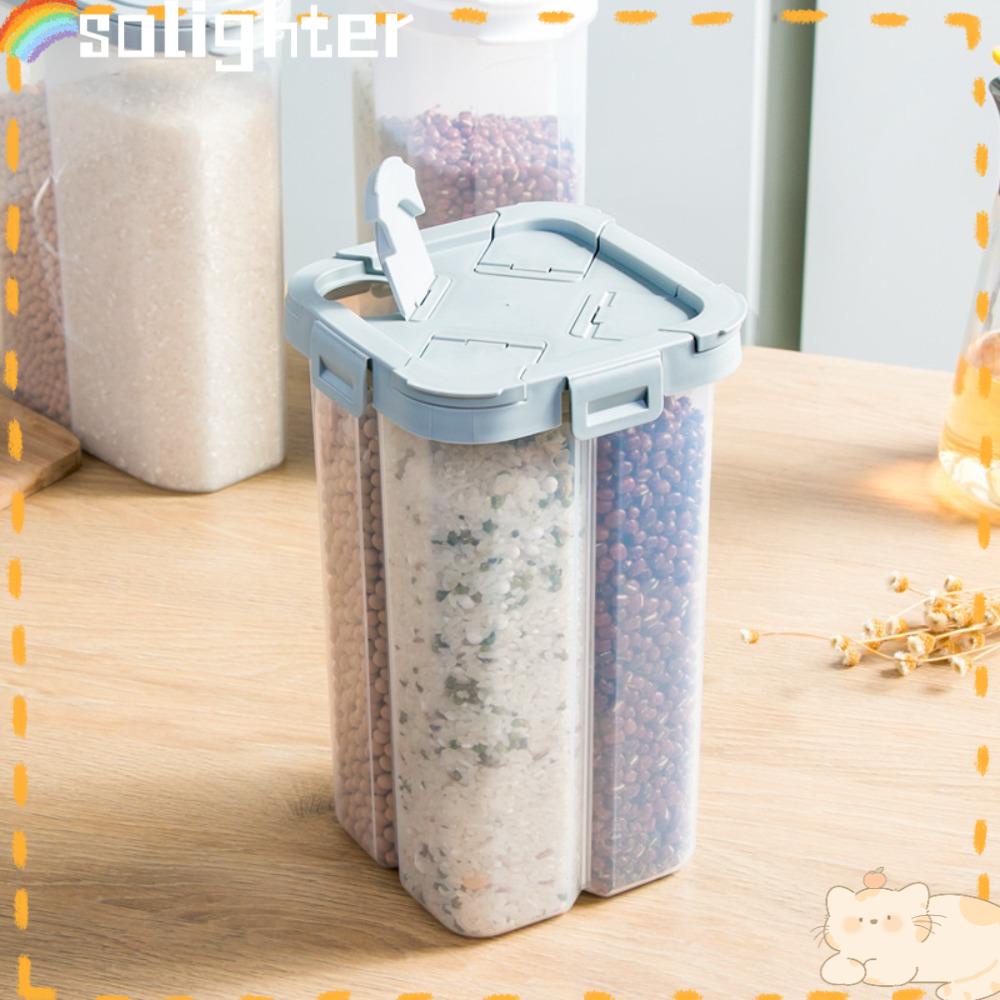 Solighter Square Sealed Jar Alat Dapur Stackable Seasoning Bottle Wadah Makanan Rumah Tangga Food Canister Grade Bottle