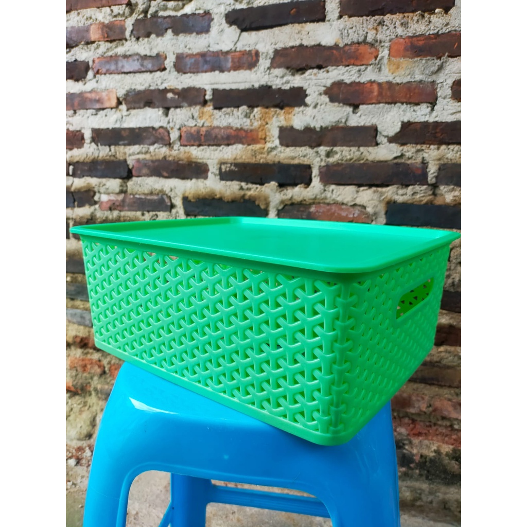 SUNLIFE NARITA Keranjang Basket/ keranjang pakaian/keranjang mainan serbaguna box tutup ukuran M