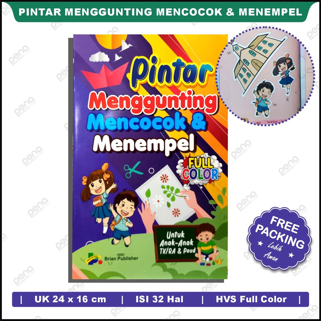 Buku Pintar Menggunting Mencocok &amp; Menempel Untuk Anak Paud Tk (Brian Publisher)