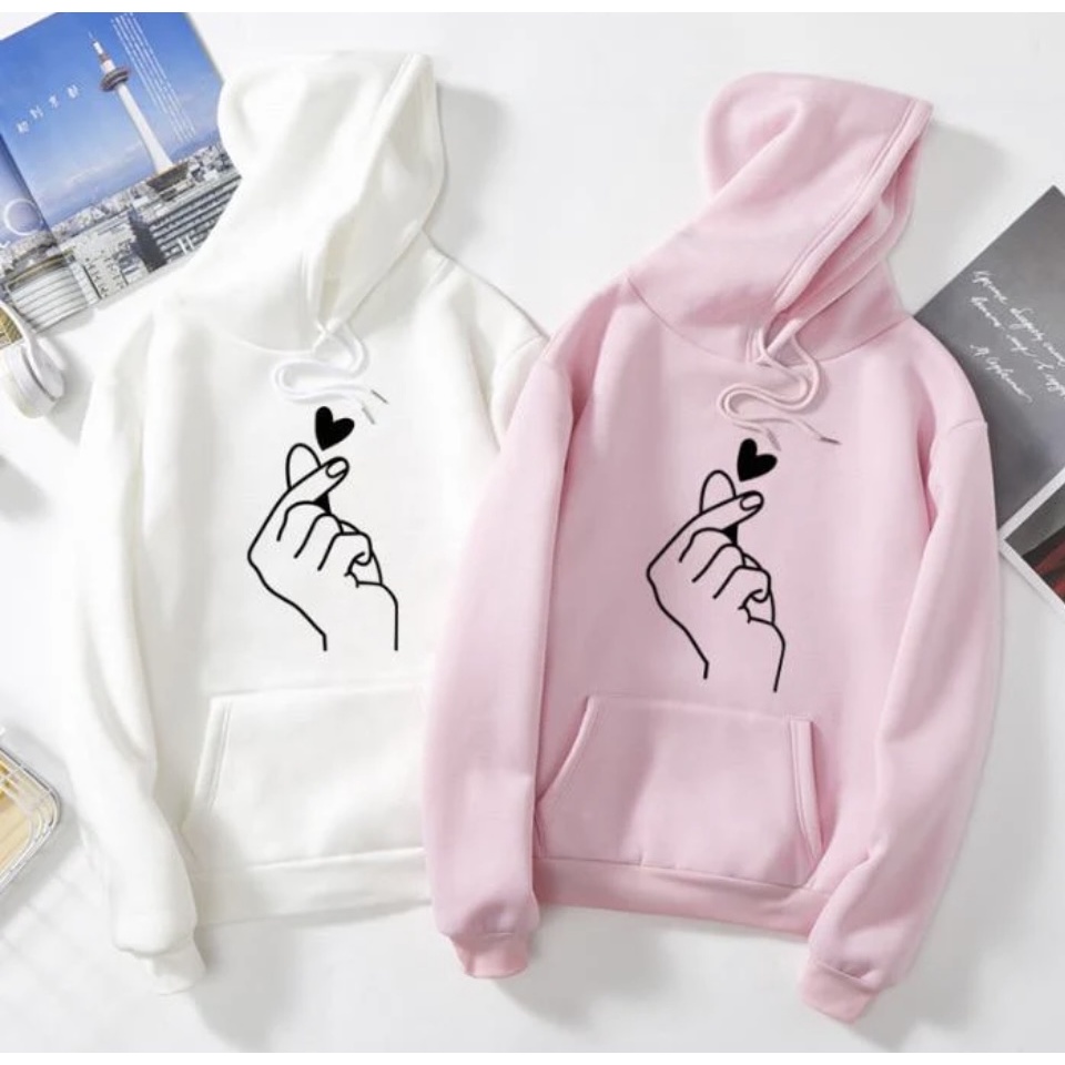 Jumper Hoodie Sarangheo  II  Sweater Hoodie Trendy II Sweter Oblong Topi Size M - XL ( Pria &amp; Wanita / Anak &amp; Dewasa )