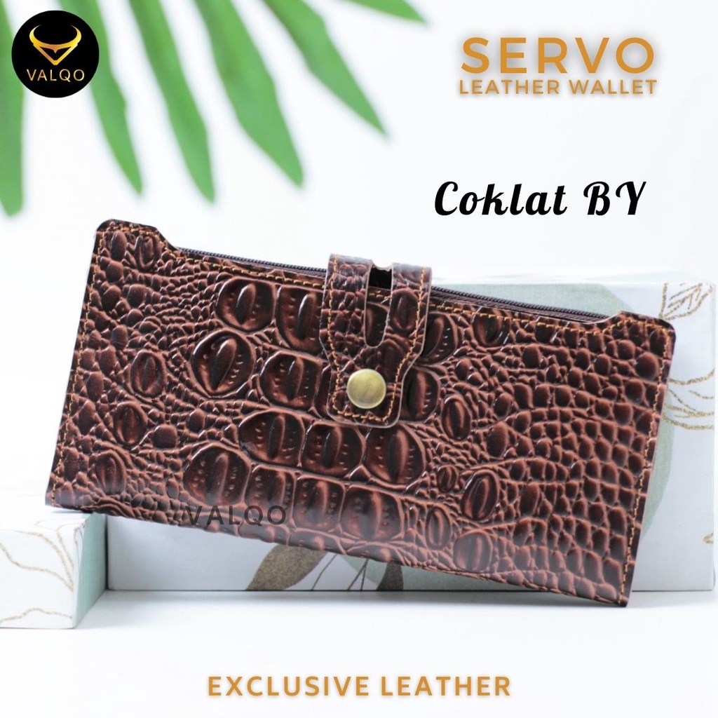 [VALQO] SERVO BY Dompet Kulit Sapi Motif Buaya untuk Pria Wanita