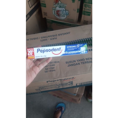 PROMO!! PEPSODENT STRONG/  WHITE 75 GR EXTRA ISI 15 GR