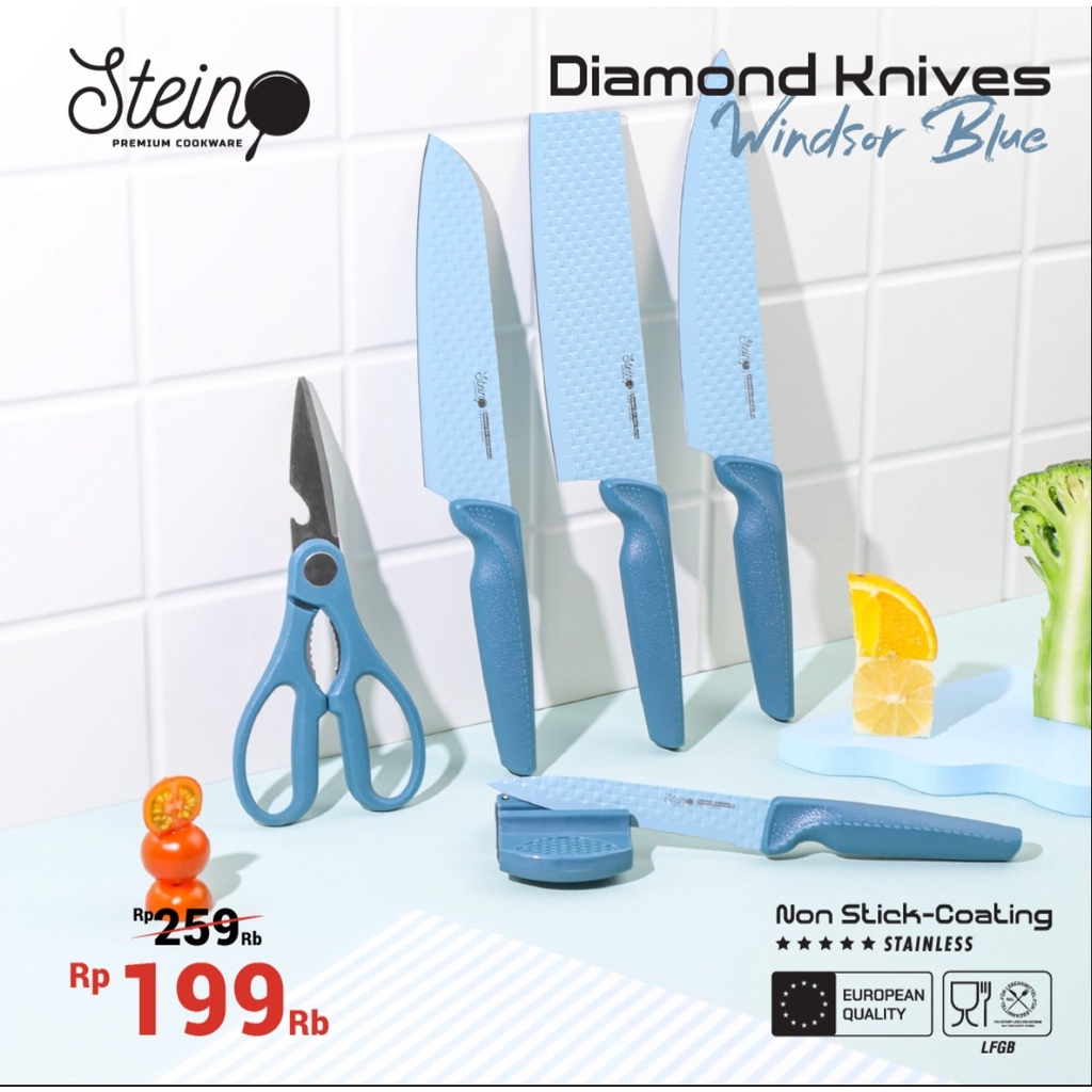 Stein Cookware - Kitchen Knife Set 6pcs | Windsor Blue