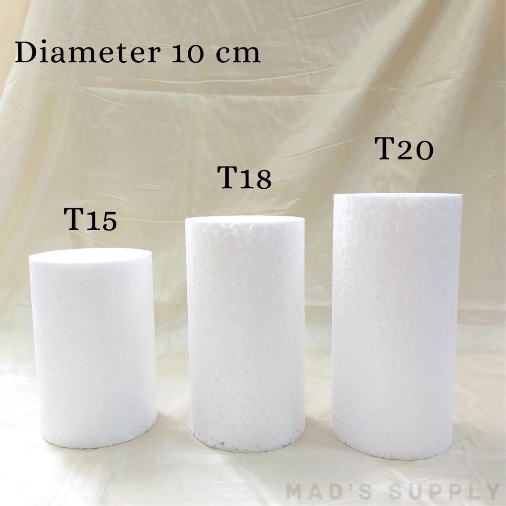 Gabus Styrofoam Gagang Buket Bulat Diameter 10 cm ( Tinggi 15, 18 dan 20 cm )
