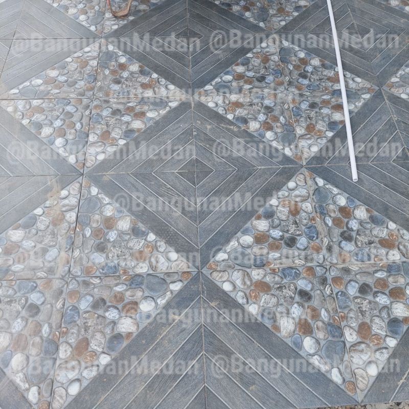 Keramik Mulia Ceramics Lantai 40x40 kasar batu batu motif minimalis simple Chadstone Grey beige Abu 