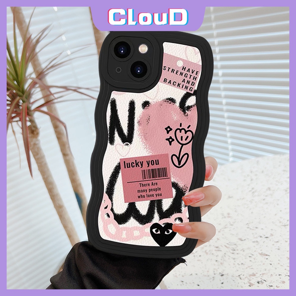 Graffiti Love Heart Flower Case Realme C33 C17 C11 C25Y C25 9i 8i C25s C15 C21Y C30 C20 5 7 8Pro 5i 6i 8 9 10 9Pro+C3 7i C12 C35 C20A Comme des Garcons Lembut Tpu Penutup Tepi Bergelombang