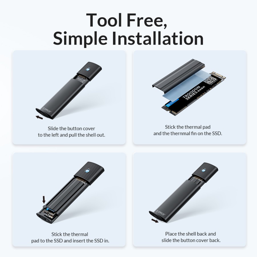 ORICO SSD ENCLOSURE M.2 NVME M2 PCIe USB Type C to Type-C CASING PWM2-G2