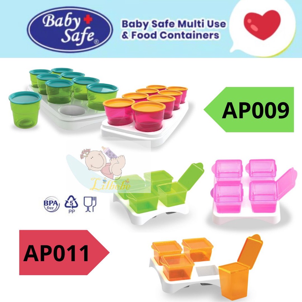 *ORIGINAL* BABY SAFE Babysafe Cubes Food Container AP009 / AP011 Multifood Freezer Pot Wadah Makanan MPASI
