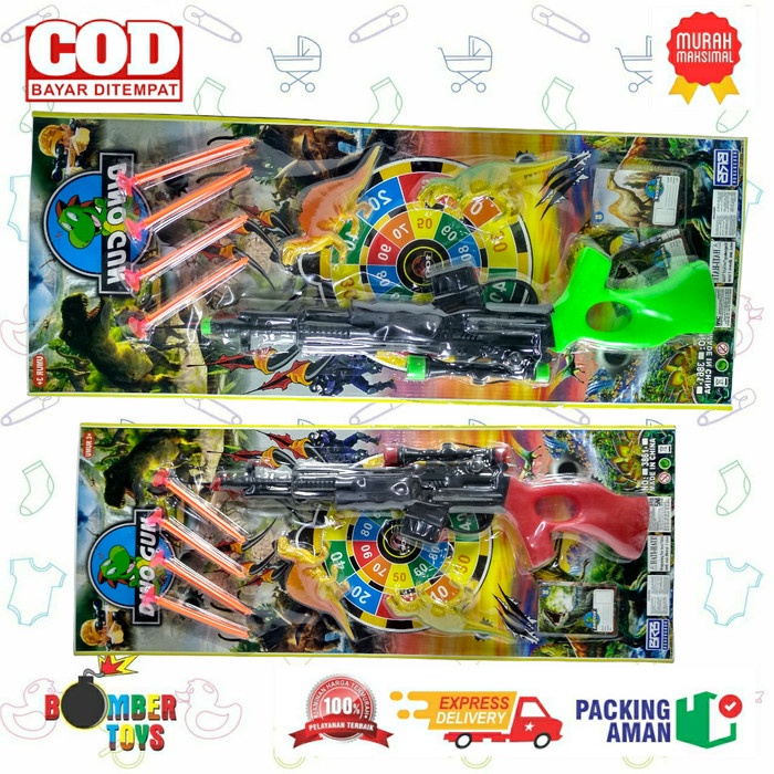 MAINAN ANAK SENAPAN PISTOL RUBBER GUN TARGET DINOSAURUS DINO SNI MURAH