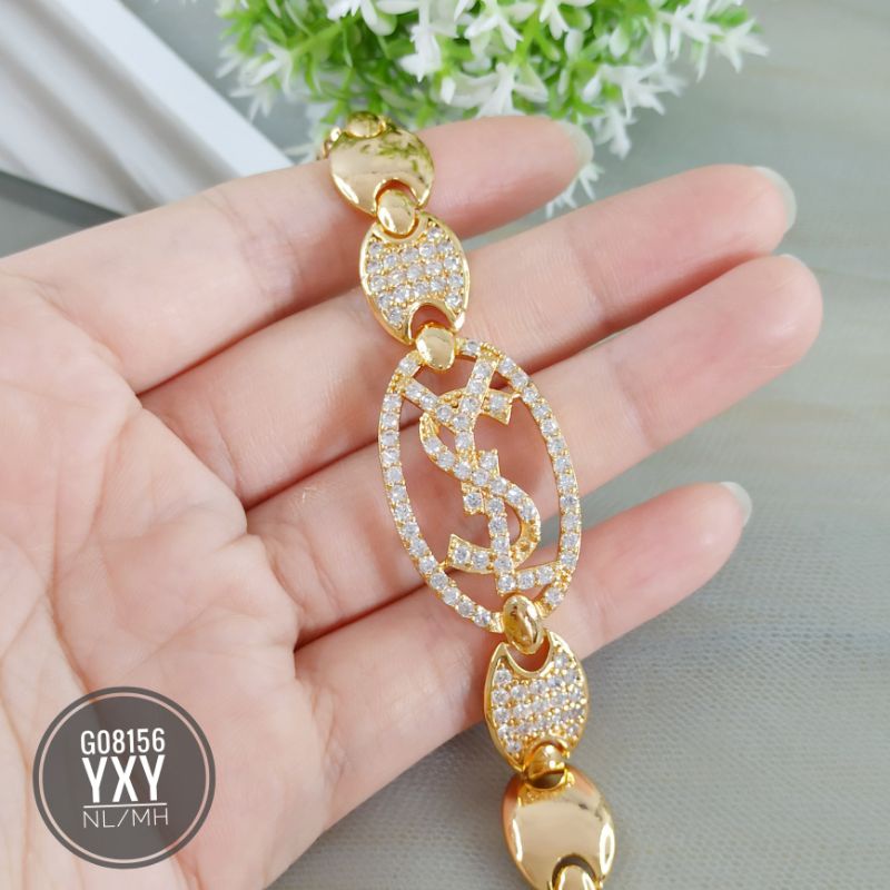 Gelang Yaxiya ysl permata zircon gold G08156
