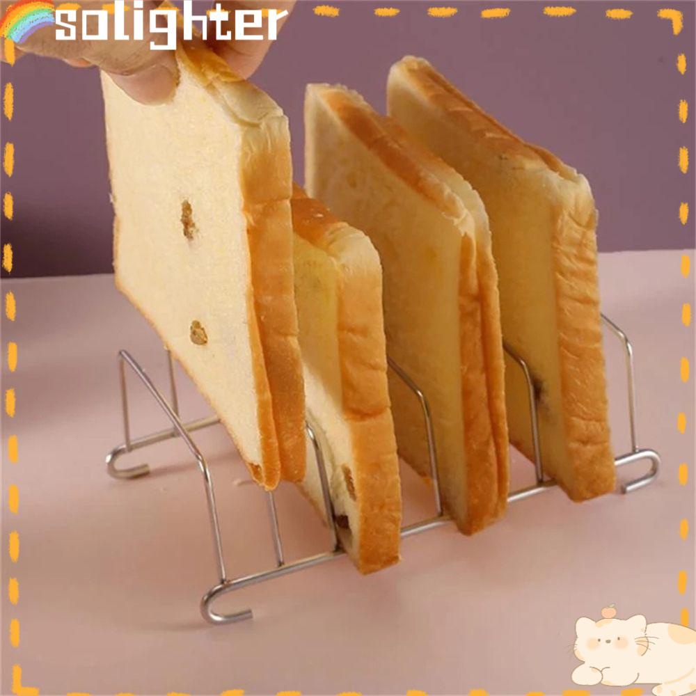 Solighter Toast Rak Roti Stainless Steel Aksesoris Sehat Organizer Perlengkapan Dapur Anti Lengket