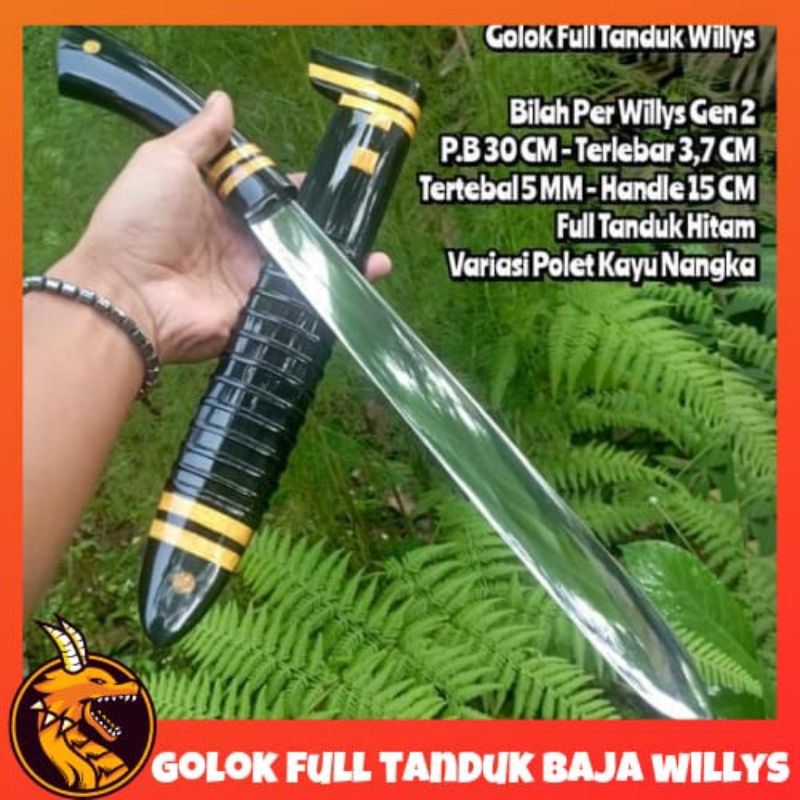 PISAU SEMBELIH SERBAGUNA CUSTOM BAJA WILLYS FULL TANDUK KERBAU SUPER TAJAM