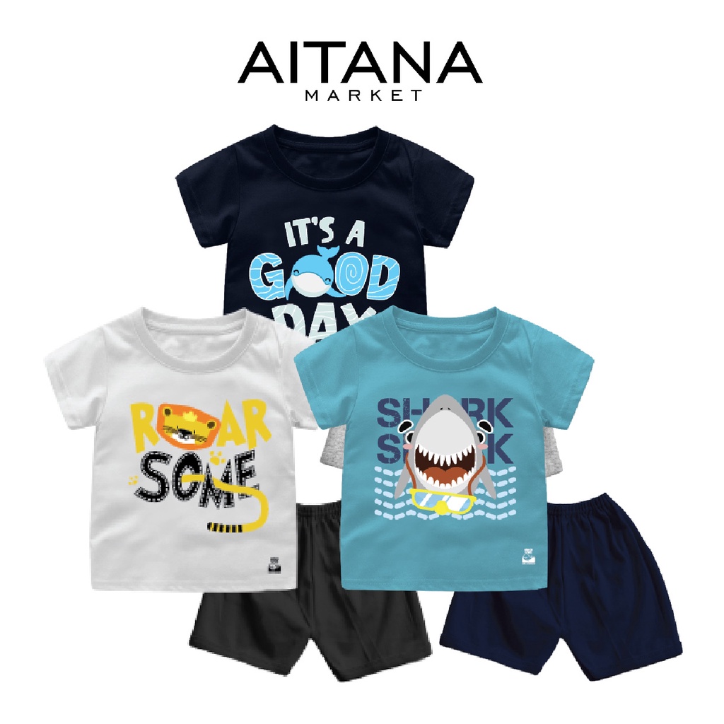 Setelan Bayi &amp; Anak NAF Typography Tema Roar Some Usia 6 Bulan-8 Tahun Bahan Katun Combed 30s
