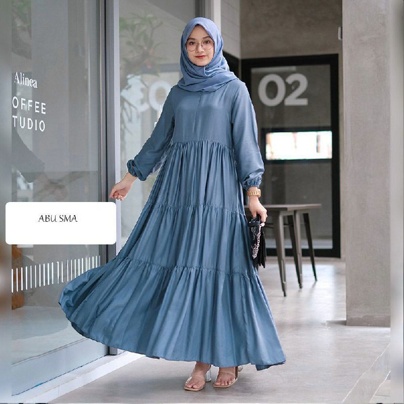 Gamis susun Rayon /Gamis Polos Susun Super Tebal / Gamis Susun Payung Klok / Fashion Wanita / Gamis 