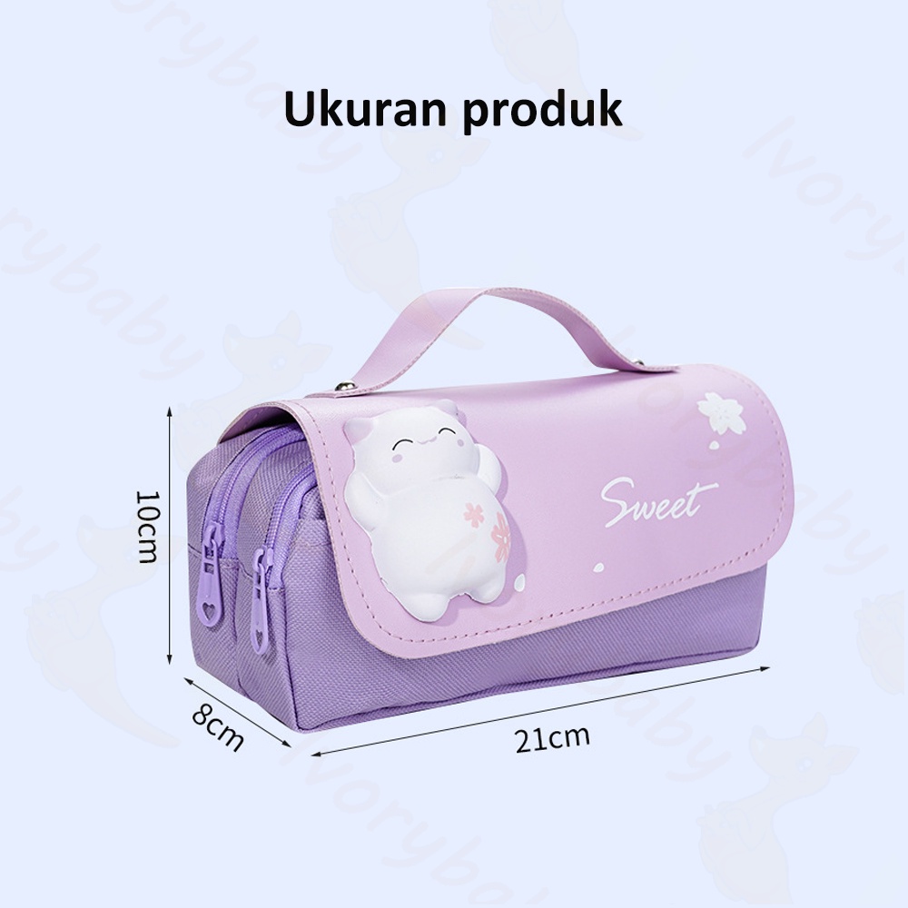 Ivorybaby Kotak pensil anak lucu Kotak pensil besar tempat pensil dekompresi Squishy pencil case waterproof