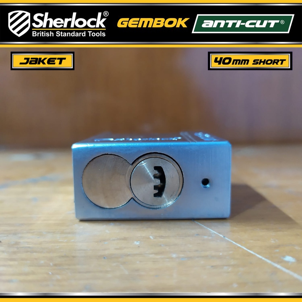 Gembok Jaket Anti Cut 40 mm Pendek Original Sherlock